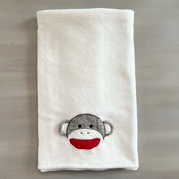 Baby Starters Sock Monkey Ivory Blanket - Soft Cozy Fleece 30x40 - Picture 2 of 6